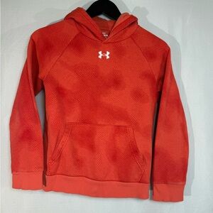 Under Armour Youth Medium Red Hoodie Pullover Sweatshirt‎ Logo Kangaroo Pocket